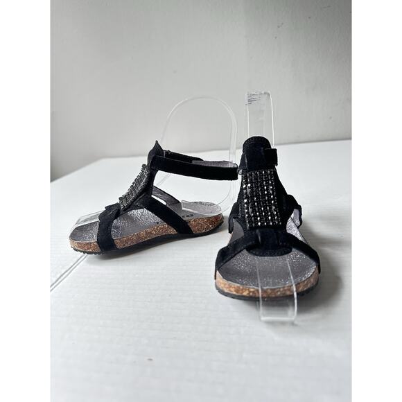 Diesel Girl’s Black Suede Ankle Strap Cork Sandals Size 8.5/25.5 Strappy - Picture 1 of 13